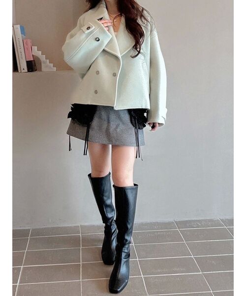 OUNNOUN(オウンノウン)の「【OUNNOUN】フリルデザインミニスカート(スカート・レディース・グレー/ブラック・SMALL/MEDIUM)」の13枚目の写真