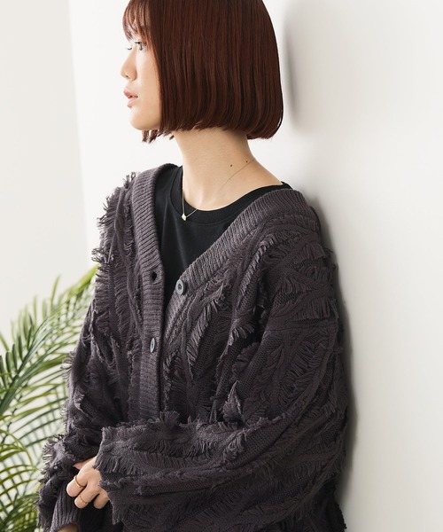 fort point（フォーポイント）の「【C-FORT POINT/フォートポイント】フリンジニットカーディガン（カーディガン/ボレロ・レディース・ダークブラウン/アイボリー/マスタード/チャコールグレー・FREE）」の12枚目の写真