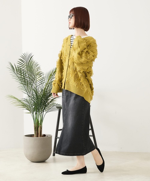 fort point（フォーポイント）の「【C-FORT POINT/フォートポイント】フリンジニットカーディガン（カーディガン/ボレロ・レディース・ダークブラウン/アイボリー/マスタード/チャコールグレー・FREE）」の8枚目の写真