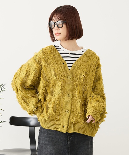 fort point（フォーポイント）の「【C-FORT POINT/フォートポイント】フリンジニットカーディガン（カーディガン/ボレロ・レディース・ダークブラウン/アイボリー/マスタード/チャコールグレー・FREE）」の9枚目の写真