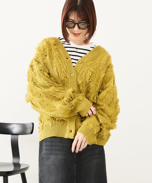 fort point（フォーポイント）の「【C-FORT POINT/フォートポイント】フリンジニットカーディガン（カーディガン/ボレロ・レディース・ダークブラウン/アイボリー/マスタード/チャコールグレー・FREE）」の10枚目の写真