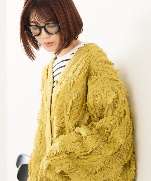 fort point（フォーポイント）の「【C-FORT POINT/フォートポイント】フリンジニットカーディガン（カーディガン/ボレロ・レディース・ダークブラウン/アイボリー/マスタード/チャコールグレー・FREE）」の11枚目の写真