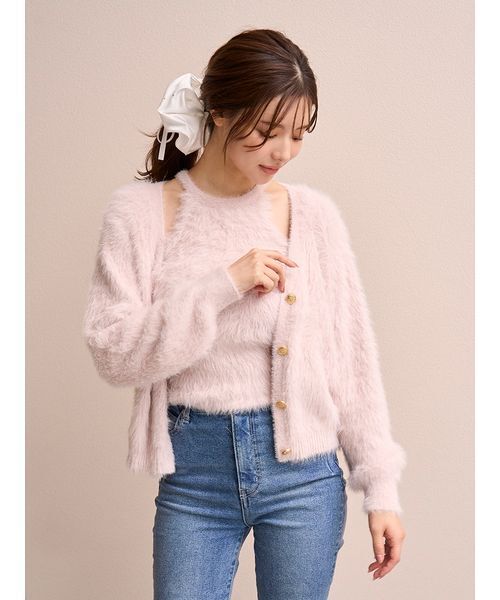 SNIDEL(スナイデル)の「シャギーアンサンブル(ニット/セーター・レディース・ライトピンク/オフホワイト/イエロー・F)」の2枚目の写真