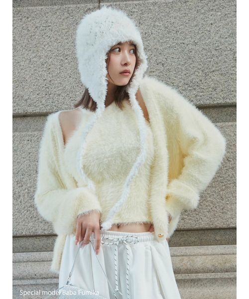 SNIDEL(スナイデル)の「シャギーアンサンブル(ニット/セーター・レディース・ライトピンク/オフホワイト/イエロー・F)」の4枚目の写真