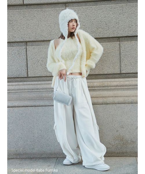 SNIDEL(スナイデル)の「シャギーアンサンブル(ニット/セーター・レディース・ライトピンク/オフホワイト/イエロー・F)」の5枚目の写真