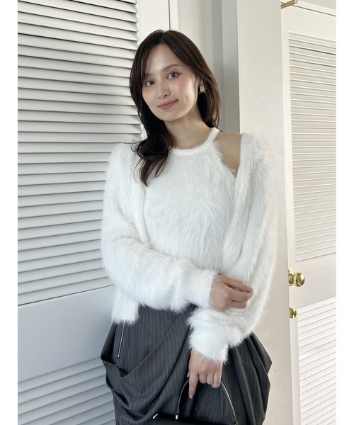 SNIDEL(スナイデル)の「シャギーアンサンブル(ニット/セーター・レディース・ライトピンク/オフホワイト/イエロー・F)」の12枚目の写真