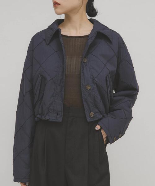 KBF（ケイビーエフ）の「キルティングシャツブルゾン（ダウンジャケット/コート・レディース・アイボリー/ネイビー・ONE）」の13枚目の写真