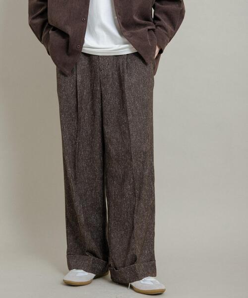 zaru　20471120 スラックス セール】ネップワイドダブルスラックス（スラックス）｜SENSE OF PLACE