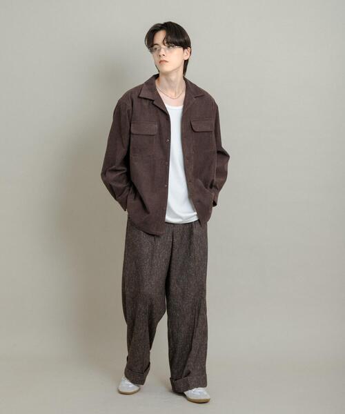 SENSE OF PLACE by URBAN RESEARCH(センスオブプレイスバイアーバンリサーチ)の「ネップワイドダブルスラックス(その他パンツ・メンズ・ライトベージュ/ブラック/ブラウン・LARGE/MEDIUM)」の20枚目の写真