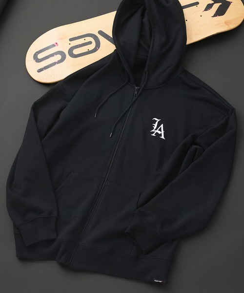 セール】【SAVIER：サビアー】LA ロゴ刺繍 ショート丈 フルジップ