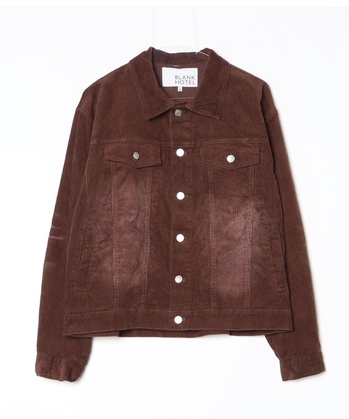 BLANK HOTEL（ブランクホテル）の「Blasted Corduroy Trucker Jacket / ブラスト加工コーデュロイトラッカージャケット【セットアップ対応可能】（ブルゾン・メンズ・ブラウン/ターコイズブルー/ブラック・L/M/S）」の2枚目の写真
