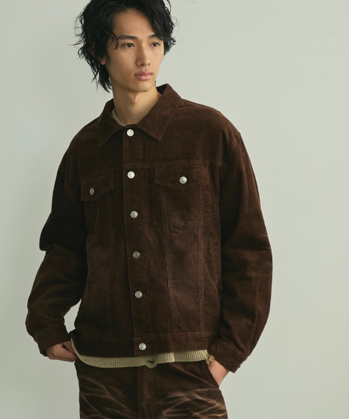 BLANK HOTEL（ブランクホテル）の「Blasted Corduroy Trucker Jacket / ブラスト加工コーデュロイトラッカージャケット【セットアップ対応可能】（ブルゾン・メンズ・ブラウン/ターコイズブルー/ブラック・L/M/S）」の17枚目の写真