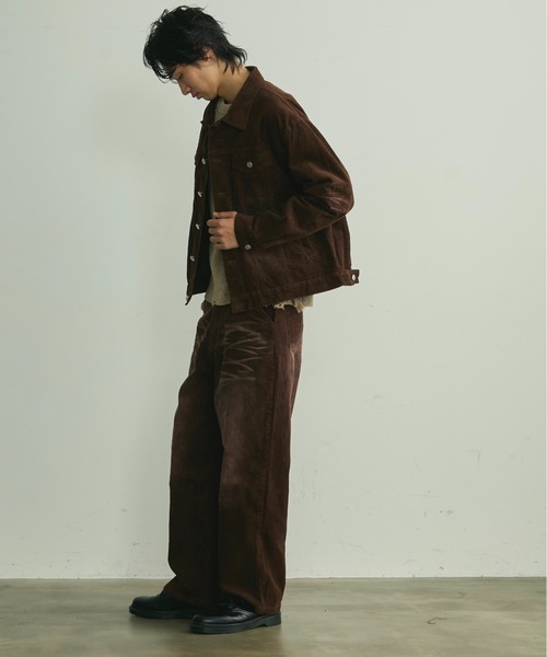 BLANK HOTEL（ブランクホテル）の「Blasted Corduroy Trucker Jacket / ブラスト加工コーデュロイトラッカージャケット【セットアップ対応可能】（ブルゾン・メンズ・ブラウン/ターコイズブルー/ブラック・L/M/S）」の10枚目の写真