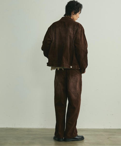 BLANK HOTEL（ブランクホテル）の「Blasted Corduroy Trucker Jacket / ブラスト加工コーデュロイトラッカージャケット【セットアップ対応可能】（ブルゾン・メンズ・ブラウン/ターコイズブルー/ブラック・L/M/S）」の11枚目の写真
