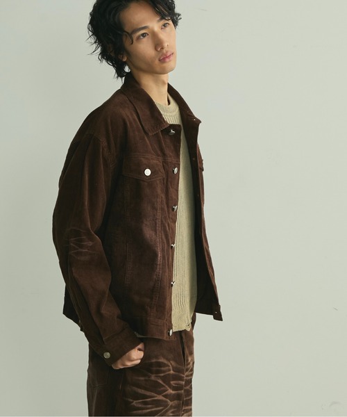 BLANK HOTEL（ブランクホテル）の「Blasted Corduroy Trucker Jacket / ブラスト加工コーデュロイトラッカージャケット【セットアップ対応可能】（ブルゾン・メンズ・ブラウン/ターコイズブルー/ブラック・L/M/S）」の6枚目の写真