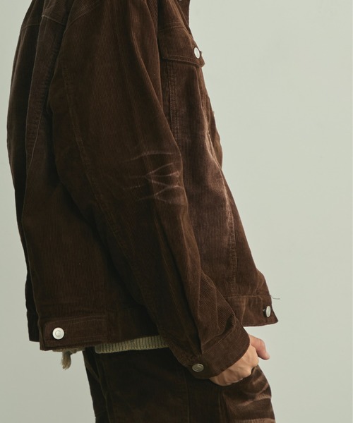 BLANK HOTEL（ブランクホテル）の「Blasted Corduroy Trucker Jacket / ブラスト加工コーデュロイトラッカージャケット【セットアップ対応可能】（ブルゾン・メンズ・ブラウン/ターコイズブルー/ブラック・L/M/S）」の13枚目の写真