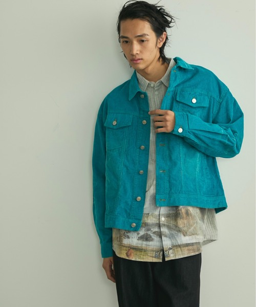 BLANK HOTEL（ブランクホテル）の「Blasted Corduroy Trucker Jacket / ブラスト加工コーデュロイトラッカージャケット【セットアップ対応可能】（ブルゾン・メンズ・ブラウン/ターコイズブルー/ブラック・L/M/S）」の18枚目の写真