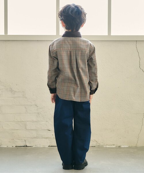 apres les cours（アプレレクール）の「【リンク】チェックリンクシャツ（シャツ/ブラウス・キッズ・ブラック/ベージュ・110/120/130/80/90/100）」の4枚目の写真