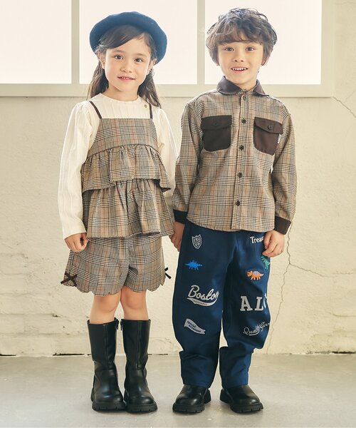 apres les cours（アプレレクール）の「【リンク】チェックリンクシャツ（シャツ/ブラウス・キッズ・ブラック/ベージュ・110/120/130/80/90/100）」の5枚目の写真