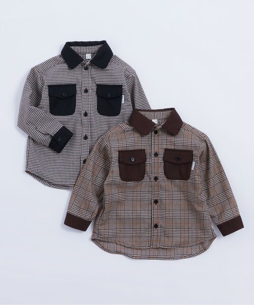 apres les cours（アプレレクール）の「【リンク】チェックリンクシャツ（シャツ/ブラウス・キッズ・ブラック/ベージュ・110/120/130/80/90/100）」の7枚目の写真