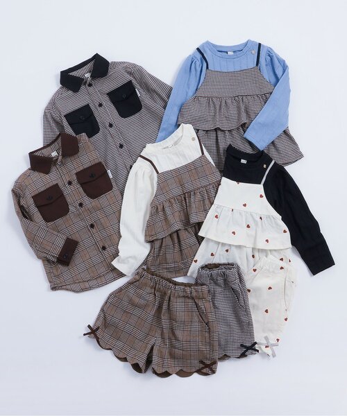 apres les cours（アプレレクール）の「【リンク】チェックリンクシャツ（シャツ/ブラウス・キッズ・ブラック/ベージュ・110/120/130/80/90/100）」の10枚目の写真