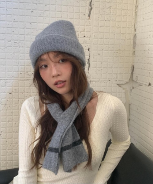 Vipoa(ヴィポア)の「バックリボンニット帽(ニットキャップ/ビーニー・レディース・ホワイト/ブラウン/レッド/ベージュ/イエロー/ブラック/グレー/ブルー・FREE)」の12枚目の写真