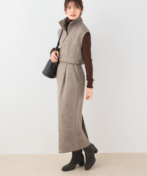 F by ROSSO(エフバイロッソ)の「F by ROSSO ツイードハーフZIPプルオーバー+スカート(セットアップ・レディース・ブラック/ベージュ・38/36)」の6枚目の写真