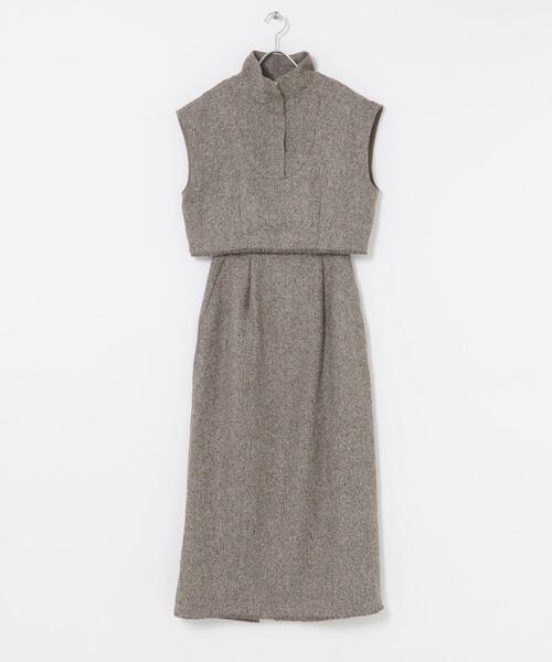 F by ROSSO(エフバイロッソ)の「F by ROSSO ツイードハーフZIPプルオーバー+スカート(セットアップ・レディース・ブラック/ベージュ・38/36)」の7枚目の写真