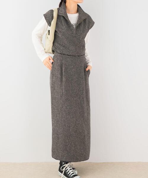 F by ROSSO(エフバイロッソ)の「F by ROSSO ツイードハーフZIPプルオーバー+スカート(セットアップ・レディース・ブラック/ベージュ・38/36)」の21枚目の写真