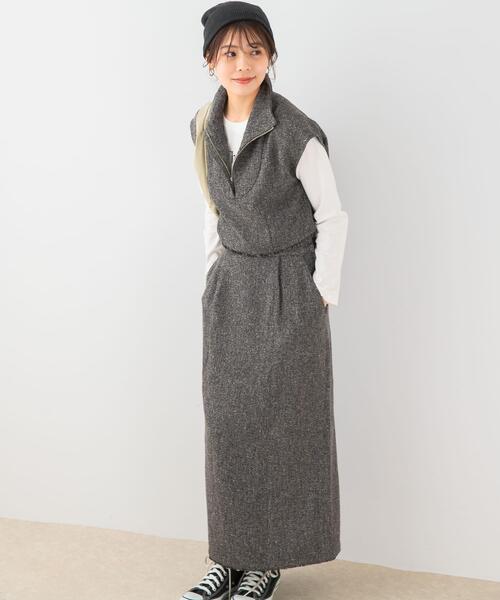 F by ROSSO(エフバイロッソ)の「F by ROSSO ツイードハーフZIPプルオーバー+スカート(セットアップ・レディース・ブラック/ベージュ・38/36)」の22枚目の写真