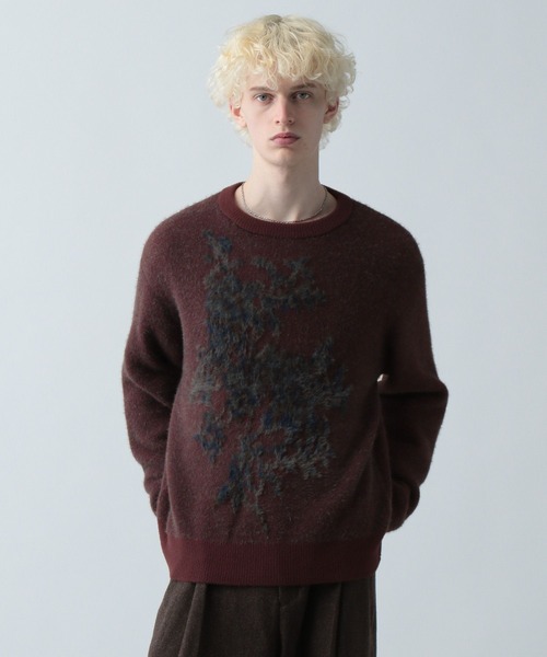 HARE（ハレ）の「フラワーモチーフメランジニット(HARE)（ニット/セーター・メンズ・ブラック/ベージュ/レッド・FREE）」の3枚目の写真