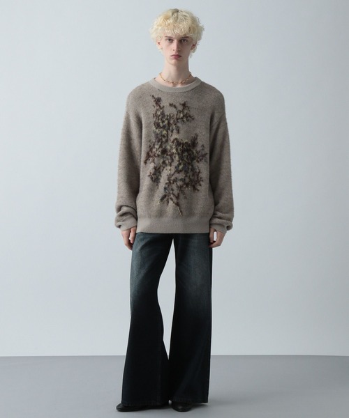 HARE（ハレ）の「フラワーモチーフメランジニット(HARE)（ニット/セーター・メンズ・ブラック/ベージュ/レッド・FREE）」の10枚目の写真