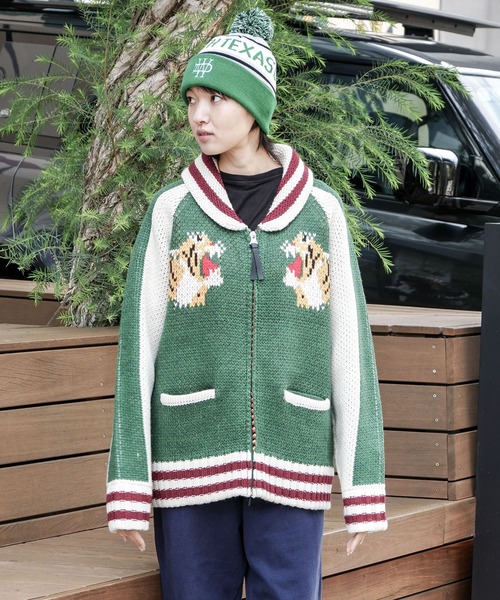 HOUSTON/ヒューストン】SOUVENIR COWICHAN SWEATER(TIGER) カウチン