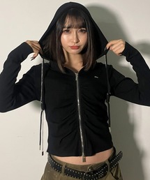 .KOM（ドットコム）の「『.KOM/ドットケーオーエム』Center Ruched Zip-Up Hoodie / センタールーシュジップアップフーディー（その他トップス・レディース）」