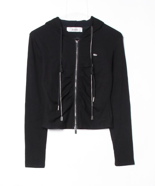 .KOM（ドットコム）の「『.KOM/ドットケーオーエム』Center Ruched Zip-Up Hoodie / センタールーシュジップアップフーディー（その他トップス・レディース・ブラック/アイボリー・FREE）」の22枚目の写真