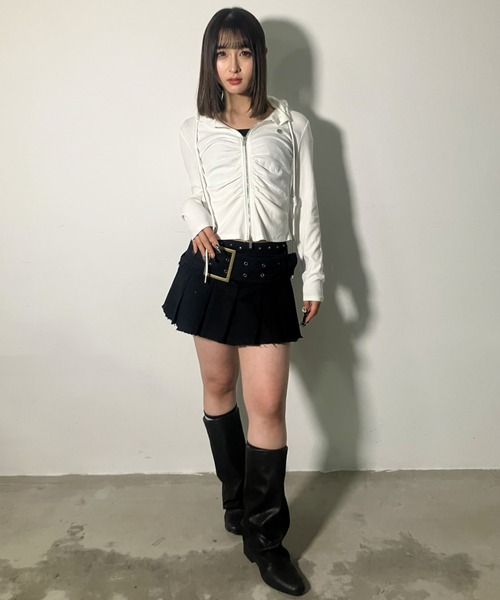 .KOM（ドットコム）の「『.KOM/ドットケーオーエム』Center Ruched Zip-Up Hoodie / センタールーシュジップアップフーディー（その他トップス・レディース・ブラック/アイボリー・FREE）」の20枚目の写真