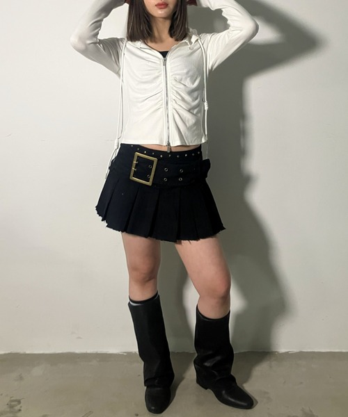 .KOM（ドットコム）の「『.KOM/ドットケーオーエム』Center Ruched Zip-Up Hoodie / センタールーシュジップアップフーディー（その他トップス・レディース・ブラック/アイボリー・FREE）」の19枚目の写真