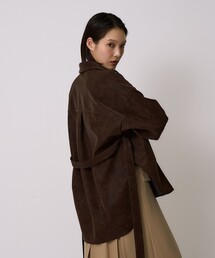 【残りわずか!】Oversized Suede Shirt|ヴィーガンレザー/羽織/アウター/スエード/シャツジャケット/軽量/春服