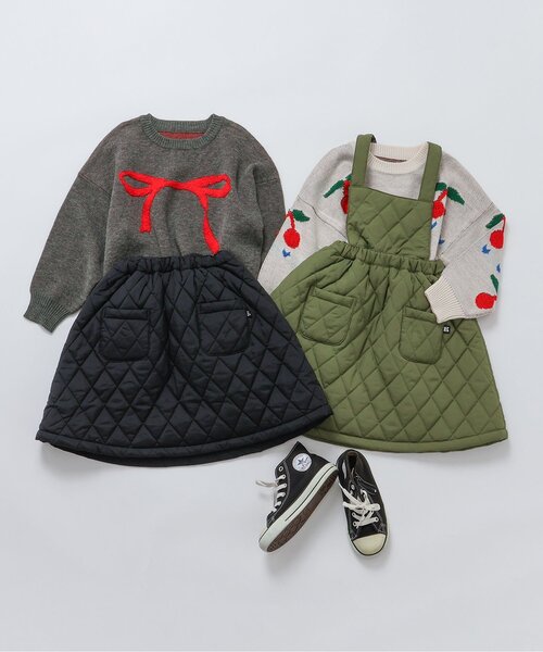 BREEZE（ブリーズ）の「キルトジャンスカ（ジャンパースカート・キッズ・ブラック/カーキ・80/90/100/110/120/130）」の3枚目の写真