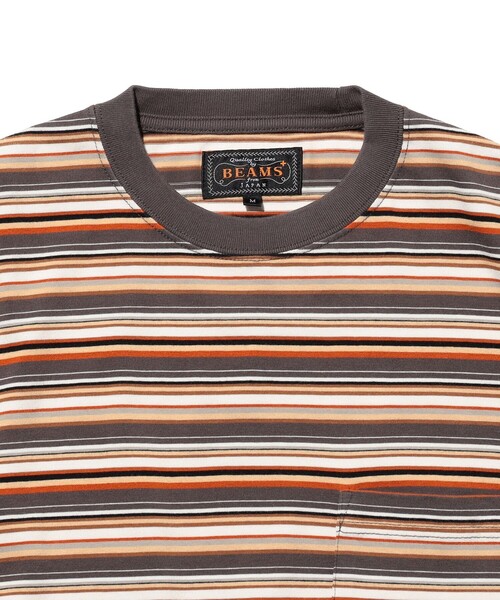 BEAMS PLUS(ビームスプラス)の「Pocket Tee Multi Stripe Tee(Tシャツ/カットソー・メンズ・レッド/グレー/グリーン・SMALL/XX-LARGE/X-LARGE/LARGE/MEDIUM)」の7枚目の写真
