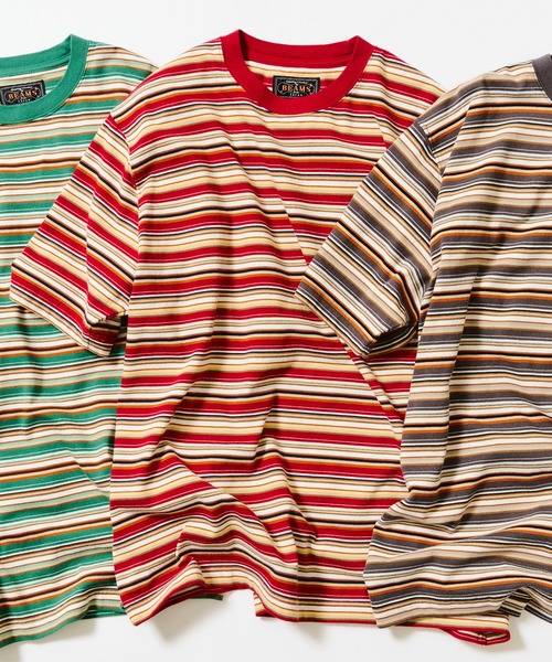 BEAMS PLUS(ビームスプラス)の「Pocket Tee Multi Stripe Tee(Tシャツ/カットソー・メンズ・レッド/グレー/グリーン・SMALL/XX-LARGE/X-LARGE/LARGE/MEDIUM)」の3枚目の写真