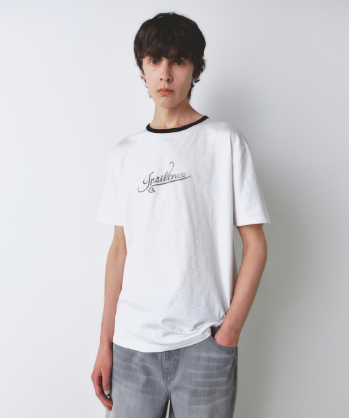 INSILENCE(インサイロンス)の「リンガーロゴTシャツホワイト(Tシャツ/カットソー・レディース・その他・MEDIUM/LARGE)」の1枚目の写真