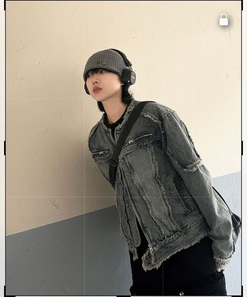 PLACE STUDIO（プレイススタジオ）の「切り替えラインリベットポイントワイドウォッシュドデニムパンツ[黒青]（デニムパンツ・レディース・ブルーグレー・FREE）」の7枚目の写真