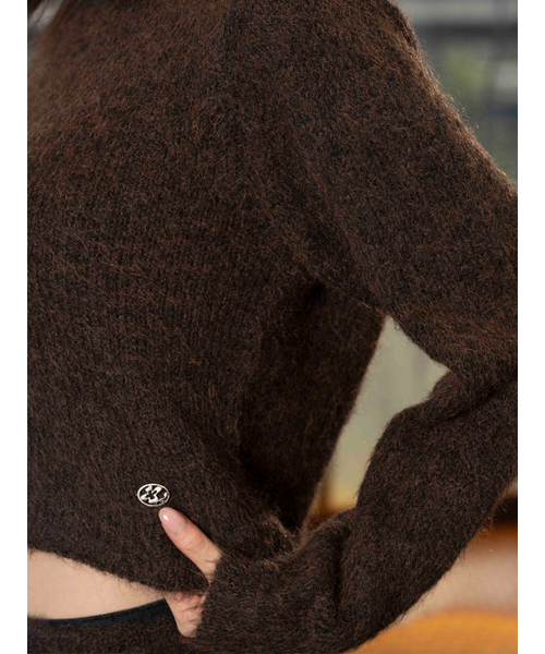 セール】ソフトテクスチャーニットラップスカートセット[ブラウン