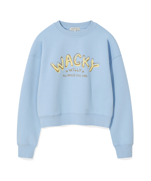 Wacky WiLLy(ワッキーウィリー)の「ウィメンズタイポグラフィッククロップスウェットスカイブルー(スウェット・レディース・その他・SMALL/MEDIUM)」の2枚目の写真
