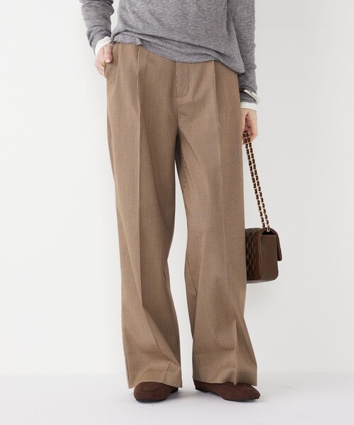 SHIPS Colors（シップス カラーズ）の「SHIPS Colors:〈洗濯機可能〉裏起毛 チェック ワイド パンツ（その他パンツ・レディース・ベージュ/ブラウン/ライトブルー・SMALL/MEDIUM）」の18枚目の写真