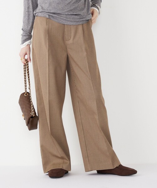 SHIPS Colors（シップス カラーズ）の「SHIPS Colors:〈洗濯機可能〉裏起毛 チェック ワイド パンツ（その他パンツ・レディース・ベージュ/ブラウン/ライトブルー・SMALL/MEDIUM）」の17枚目の写真