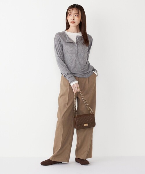 SHIPS Colors（シップス カラーズ）の「SHIPS Colors:〈洗濯機可能〉裏起毛 チェック ワイド パンツ（その他パンツ・レディース・ベージュ/ブラウン/ライトブルー・SMALL/MEDIUM）」の15枚目の写真