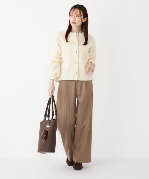 SHIPS Colors（シップス カラーズ）の「SHIPS Colors:〈洗濯機可能〉裏起毛 チェック ワイド パンツ（その他パンツ・レディース・ベージュ/ブラウン/ライトブルー・SMALL/MEDIUM）」の14枚目の写真