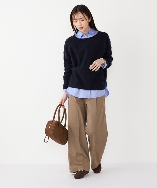 SHIPS Colors（シップス カラーズ）の「SHIPS Colors:〈洗濯機可能〉裏起毛 チェック ワイド パンツ（その他パンツ・レディース・ベージュ/ブラウン/ライトブルー・SMALL/MEDIUM）」の11枚目の写真